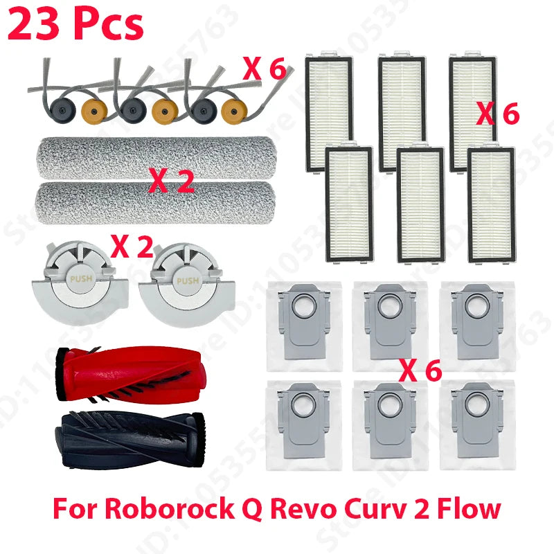 Original Roborock Q Revo Curv 2 Flow Filter Main / Side Brush Roller Mop Dust Bag Robot Vacuum Cleaner Parts