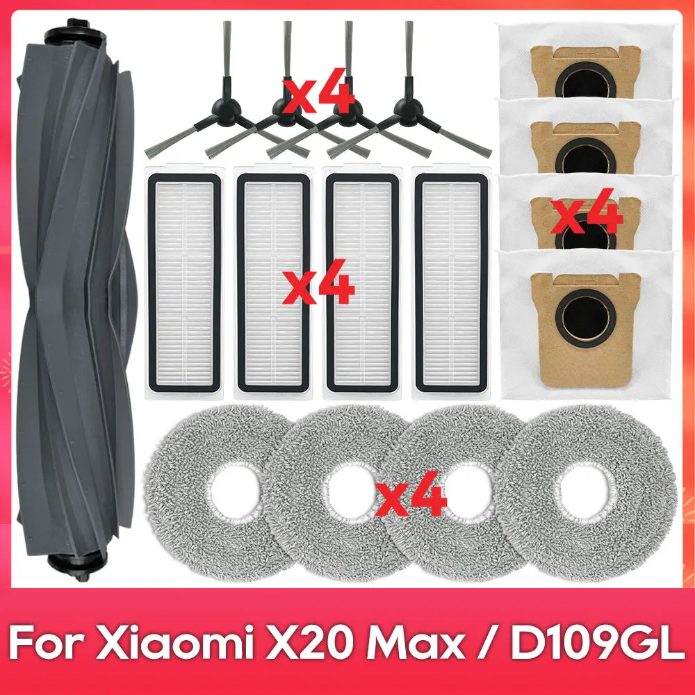 Fit For ( Xiaomi Robot Vacuum X20 Pro X20 Max M30 M40S D102GL D109GL D102 ) Part Accessory Brush Filter Mop Dust Bag