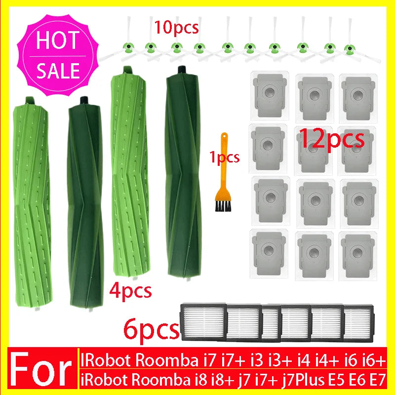 Main Side Brush Hepa Filter Dust Bag For iRobot Roomba i3 i4 i6 i7 i8 j7 E5 E6 E7 Spare Parts Robot Vacuum Cleaner Accessories