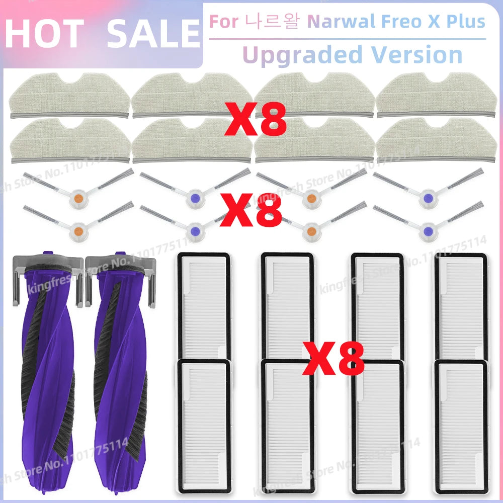 Fit For 나르왈 Narwal Freo X Plus Robot Vacuum Parts Main Roller Side Brush Hepa Filter Mop Pad Dust Bag Replacement Accessories
