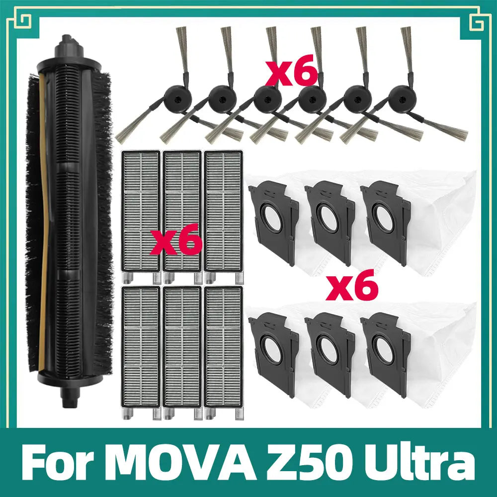 Fit For Mova Z50 Ultra Robot Vacuum Replacement Kits Main Side Brush HEPA Filter Dust Bag Accessories Parts
