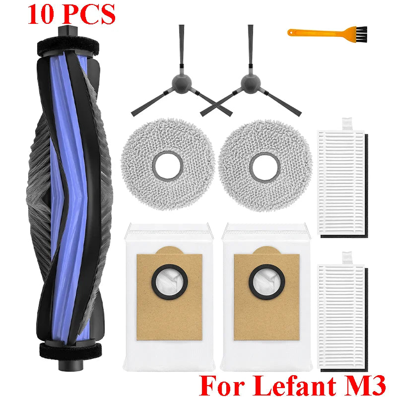 Accessories For Lefant M3 / M3 MAX / M3L HEPA Filters Robot Vacuum Cleaner Main Side Brush Mop Cloth Pads Dust Bags