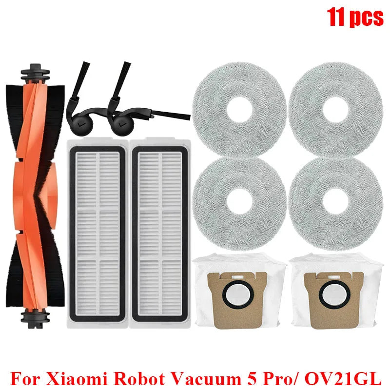 Fit For Xiaomi Robot Vacuum 5 Pro/ OV21GL Robot Vacuum Cleaner Main Side Brush Hepa Filter Mop Cloths Dust Bag Replacement Parts