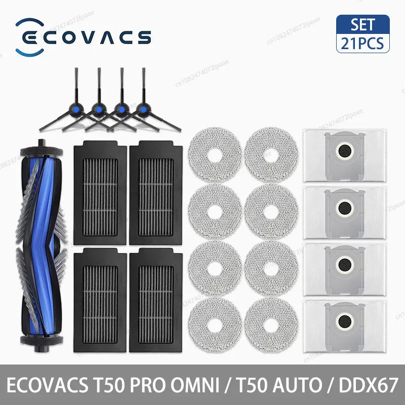 ECOVACS T50 PRO OMNI / T50 AUTO / DDX67 Robot Vacuum Cleaner Accessories Main Side Brush Hepa Filter Mop Cloth Dust Bag Parts