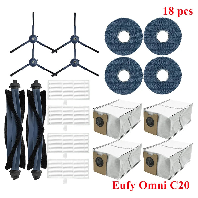 Replacement For Eufy Omni C20 Sweeper Robot Vacuum Cleaner Part Main Side Brush Mop Cloth Hepa Filter Parts Dust Bag Accessories