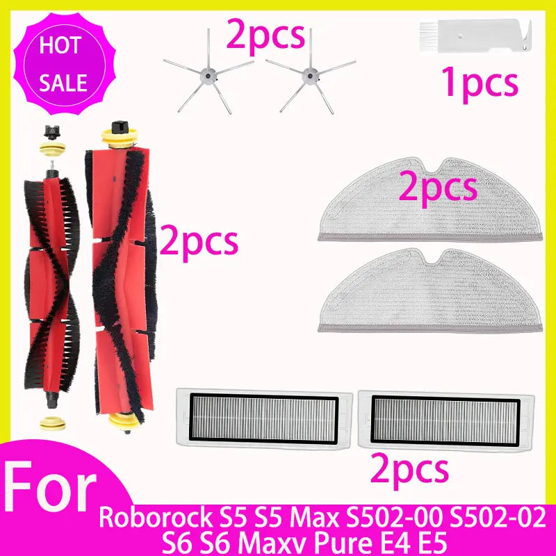 HEPA Filter Mop for Roborock S5 S502-00 S502-02 S5 Max S6 MaxV S6 Pure E4 E5 Robot Vacuum Spare Parts Main Side Brush
