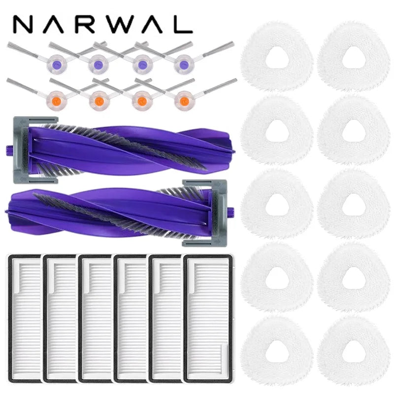 Narwal Freo X Ultra / J4 / J4 Lite Robot Vacuum Spare Parts Main Side Brushes Mop Cloths HEPA Filters Accessories