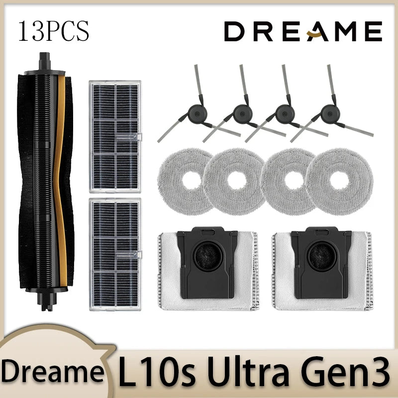 Dreame L10s Ultra Gen3 Robot Vacuum Cleaner Accessories Main Brush Side Brush HEPA Filter Mop Cloths Dust Bag Par