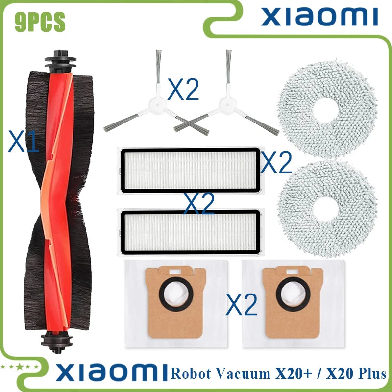 For Xiaomi Robot Vacuum X20 Plus / X20+ Replacement Parts Accessories Main Side Brush Hepa Filter Mop Cloth Dust Bag
