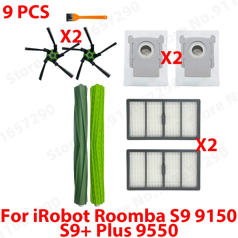 Main Side Brushes HEPA Filters Dust Bag Spare Parts For IRobot Roomba S9 9150 / S9+ Plus 9550 Robot Vacuum Cleaner Accessories