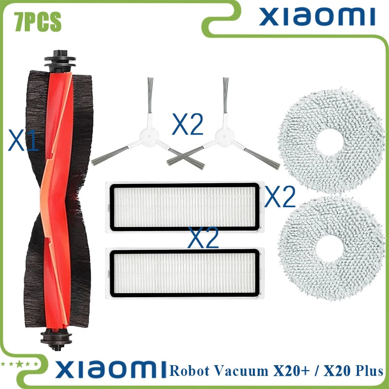For Xiaomi Robot Vacuum X20 Plus / X20+ Replacement Parts Accessories Main Side Brush Hepa Filter Mop Cloth Dust Bag