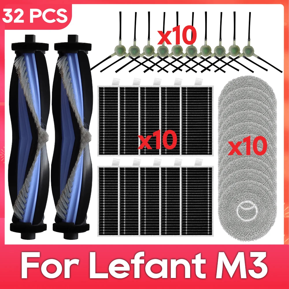 Fit For ( Lefant M3 / M3 MAX / M3L / Gen2 / Gen1 ) Brush Filter Mop Dust Bag Parts Accessories Robot Vacuum Cleaner Kit