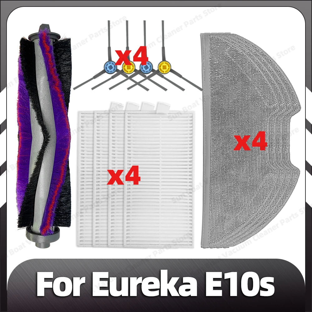 Compatible for Eureka E10s Robot Replacement Main Side Brush HEPA Filter Mop Pads Spare Parts Accessories