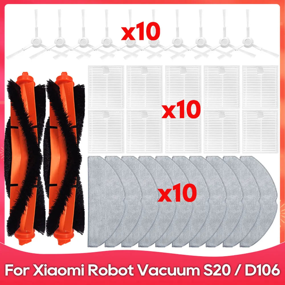 Fit For ( Xiaomi Robot Vacuum S20 D106 E12 E10 B112 ) Part Accessories Main Side Brush Mop Filter Robot Vacuum Cleaner Kit