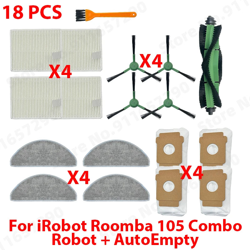 Main Side Brush Roller Mop Filters Dust Bag Spare Parts For IRobot Roomba 105 Combo Robot + AutoEmpty Dock Accessories
