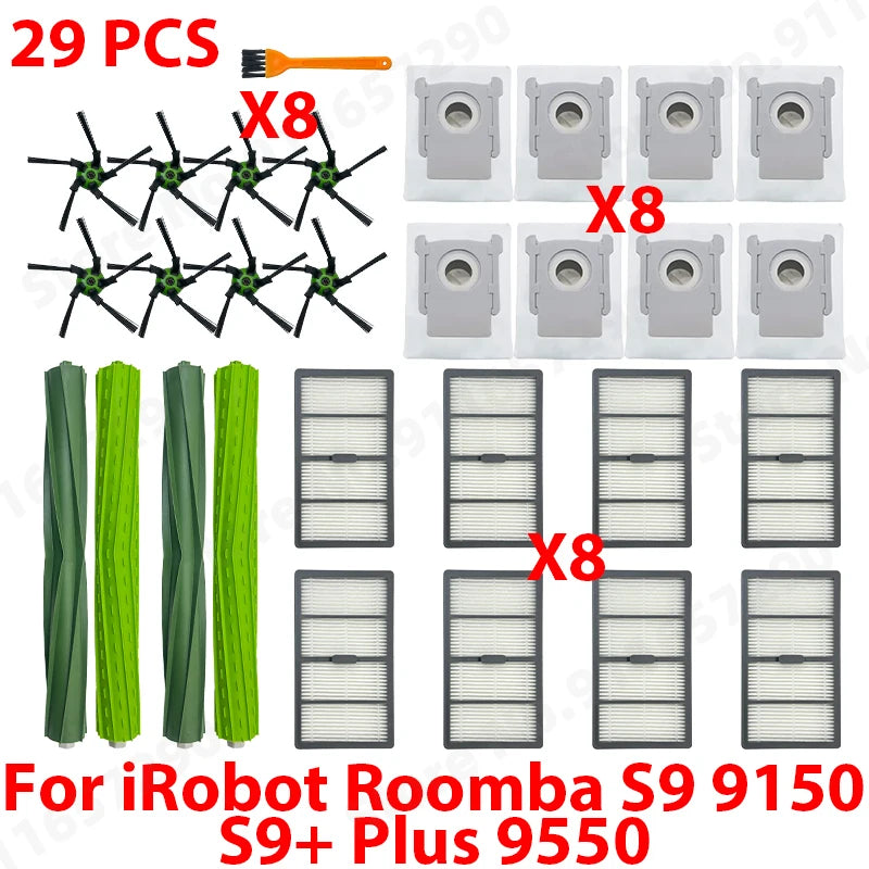 Main Side Brushes HEPA Filters Dust Bag Spare Parts For IRobot Roomba S9 9150 / S9+ Plus 9550 Robot Vacuum Cleaner Accessories