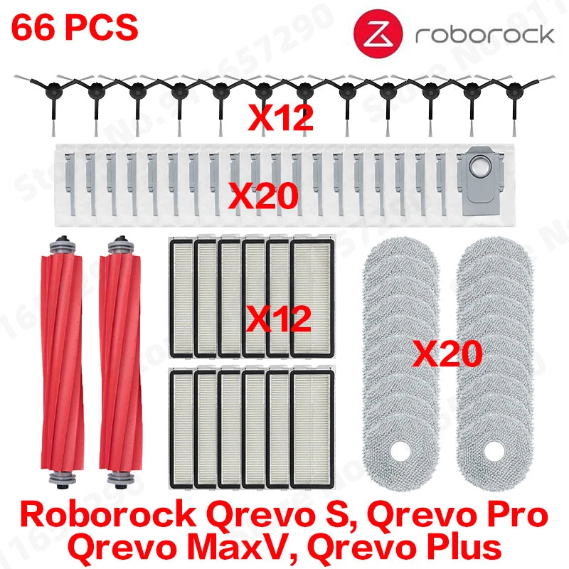 Roborock Qrevo S Qrevo Pro Qrevo MaxV Qrevo Plus Vacuum Parts Main Roller Side Brush Filter Mop Pad Cloth Dust Bag