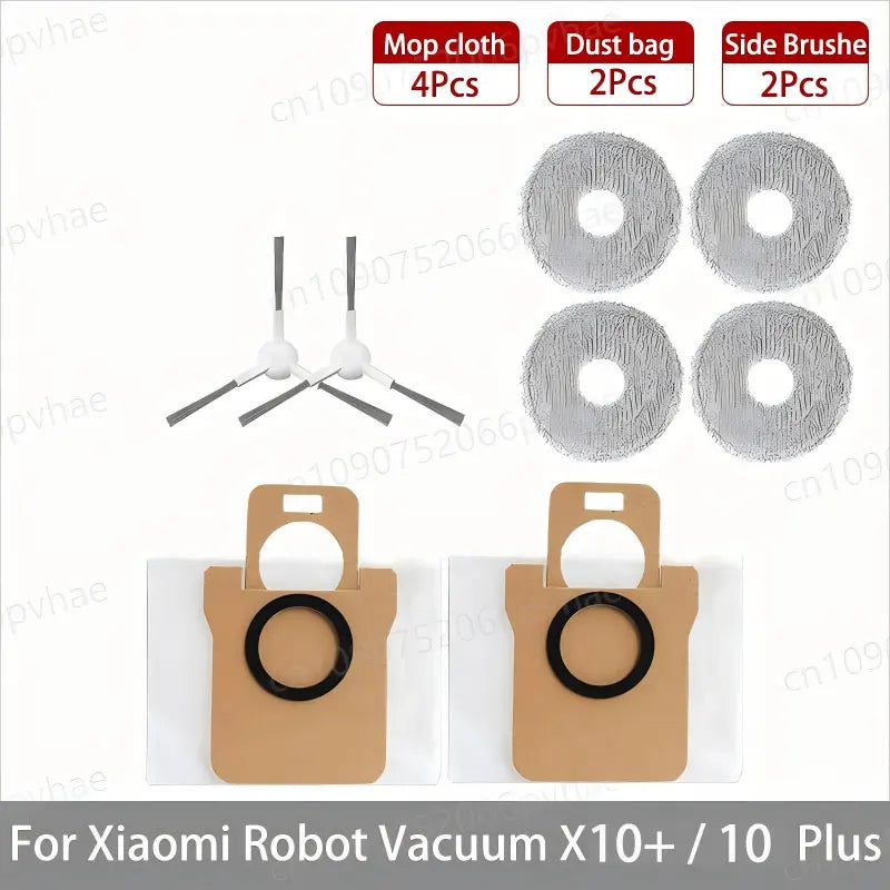 For Xiaomi Robot Vacuum X10+ / X10 Plus Parts Accessories Main Brush Side Brush Hepa Filter Mop Cloth Dust Bag Replacement Spare
