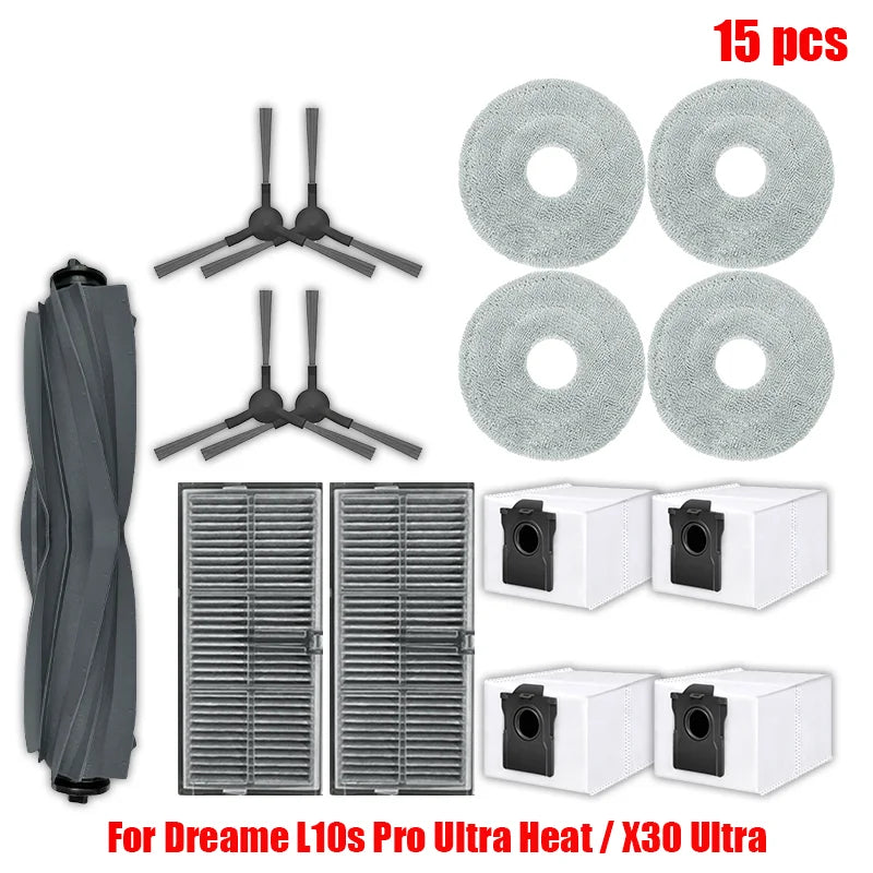 Dreame L10s Pro Ultra Heat / X30 Ultra Robot Vacuum Cleaner Parts Main Side Brush Mop Cloth Hepa Filter Dust Bag Accessories
