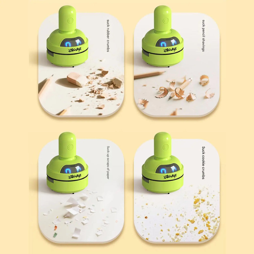 Cute Robot Desktop Vacuum Cleaner White USB Rechargeable Str