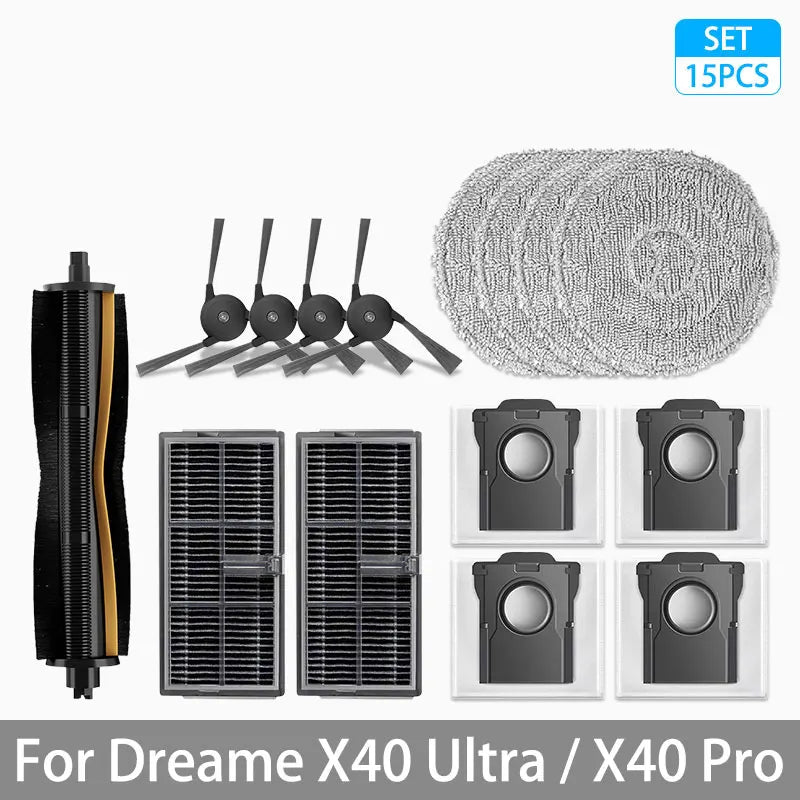 Dreame X40 Ultra / X40 Pro Accessories Rubber Main Side Brush Mop Cloth Dust Bag HEPA Filter Robot Vacuum Replacement Parts