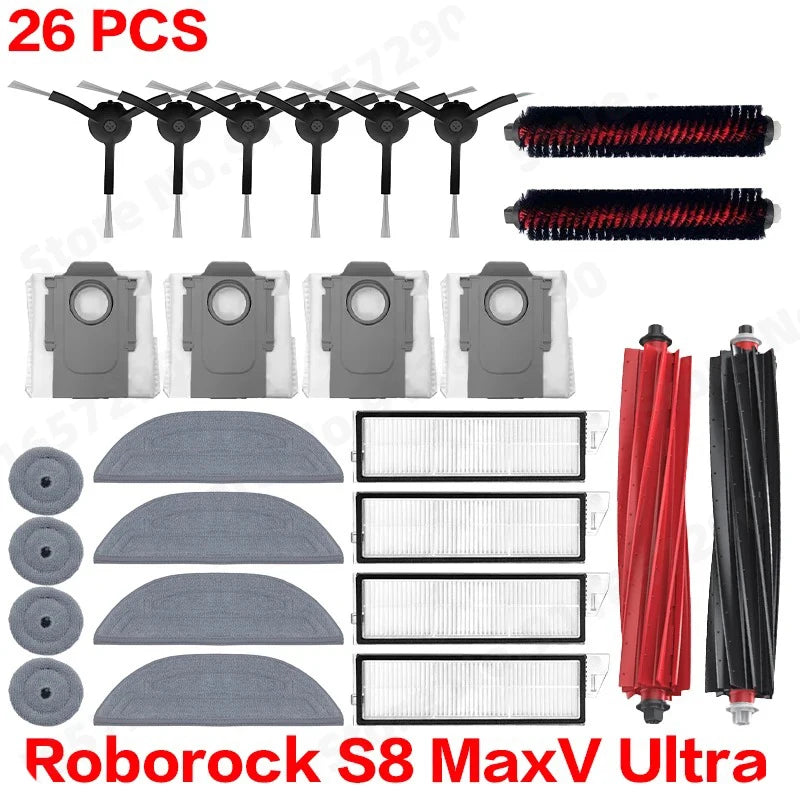 Roborock S8 MaxV Ultra Robot Vacuum Cleaner Accessories Mop Cloth Vacuum Bags Side Brush Filter Replaceable Spare Parts