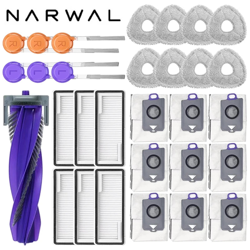 Narwal Freo Z10 Ultra YJCC025 Robot Vacuum Spare Parts Main Side Brushes Mop Cloths HEPA Filters Dust Bags Accessories