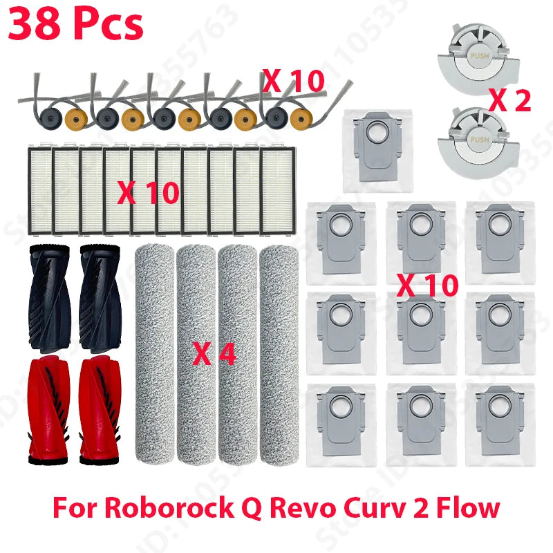 Original Roborock Q Revo Curv 2 Flow Filter Main / Side Brush Roller Mop Dust Bag Robot Vacuum Cleaner Parts