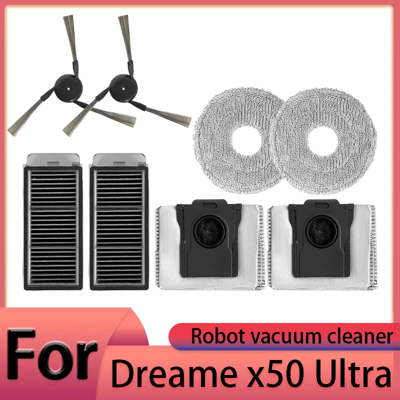 Dreame X50 Ultra Robot Vacuum Cleaner Accessories Main Brush Side Brush HEPA Filter Mop Cloths Dust Bag Spare Parts