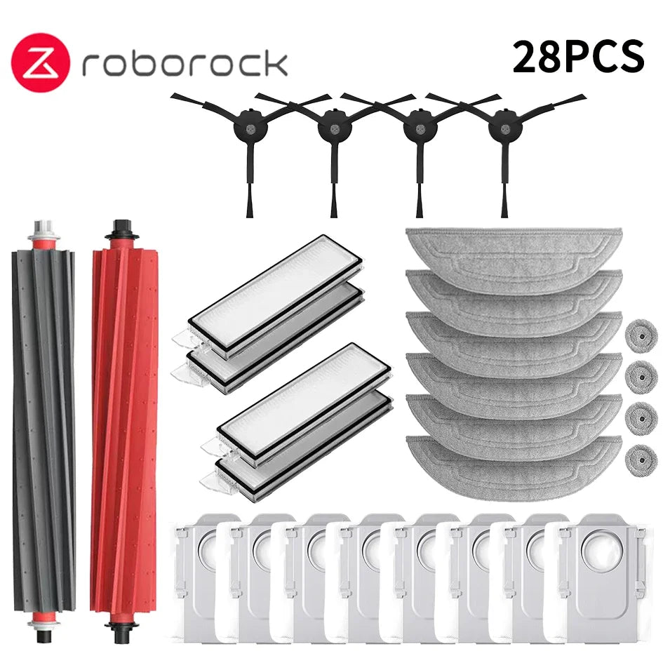 New Roborock S8 MaxV Ultra Robot Vacuum Spare Parts Main Side Brushes Mop Cloths HEPA Filters Dust Bags Accessories