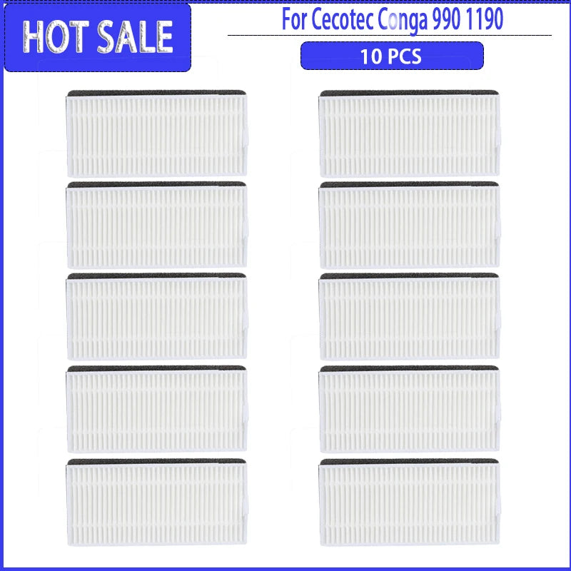 For Cecotec Conga 990 1190 Spare Parts Accessories Robot Vacuum Cleaner Replacement Consumables HEPA Filter Central Side Brush
