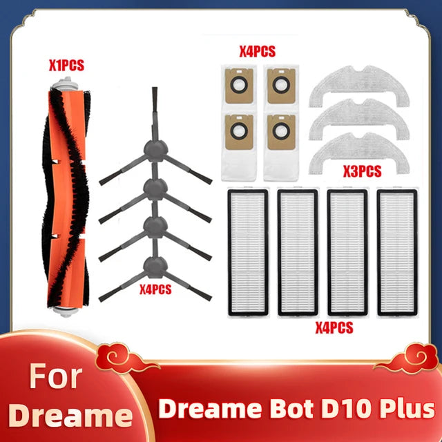 Replacement For Xiaomi Dreame Bot D10 Plus RLS3D Robot Vacuum Cleaner Main Brush Side Brush Hepa Filter Mop Dust Bag Spare Parts