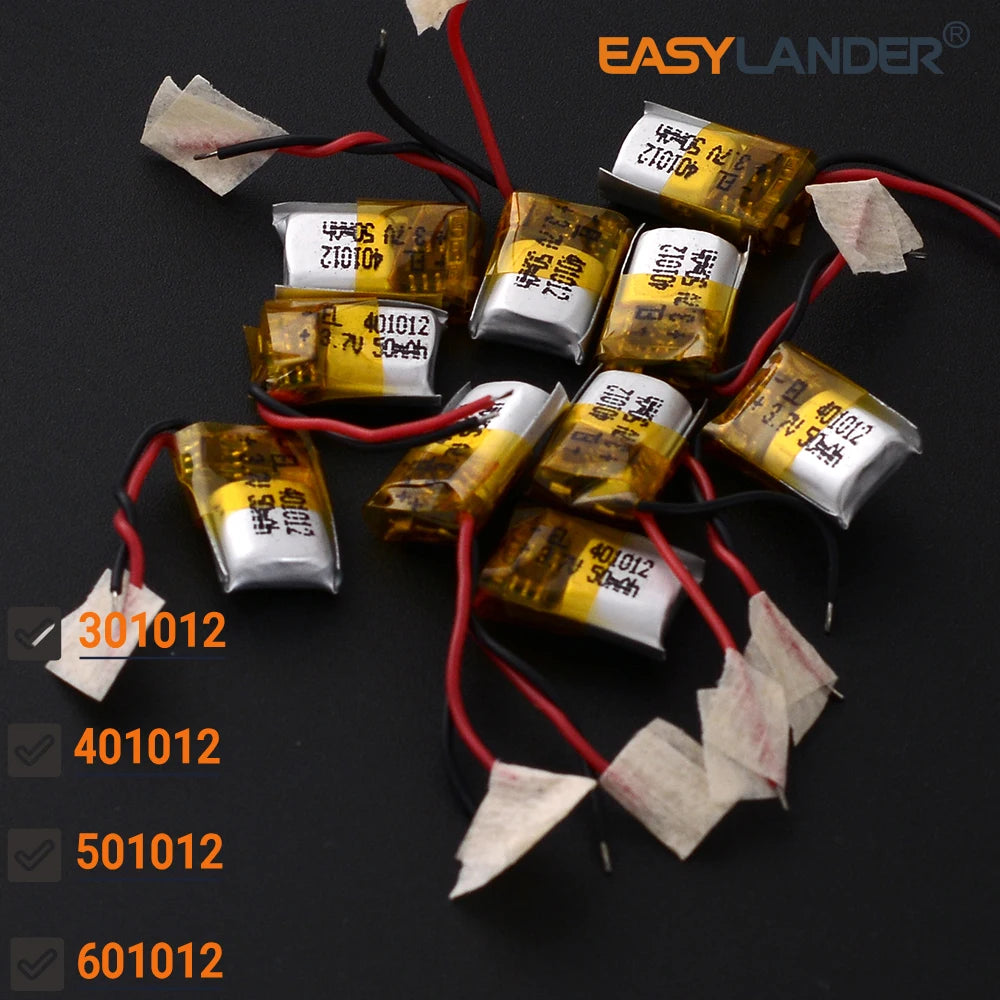 10Pcs 301012 501012 601012 401012 401012P 3.7V 50mAh Li Poly