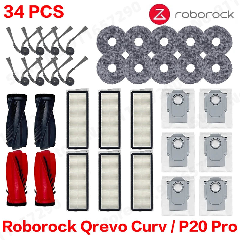 Roborock Qrevo Curv / P20 Pro Robot Vacuum Cleaner Hepa Filter Mop Cloth Dust Bag Accessories Replacement Parts