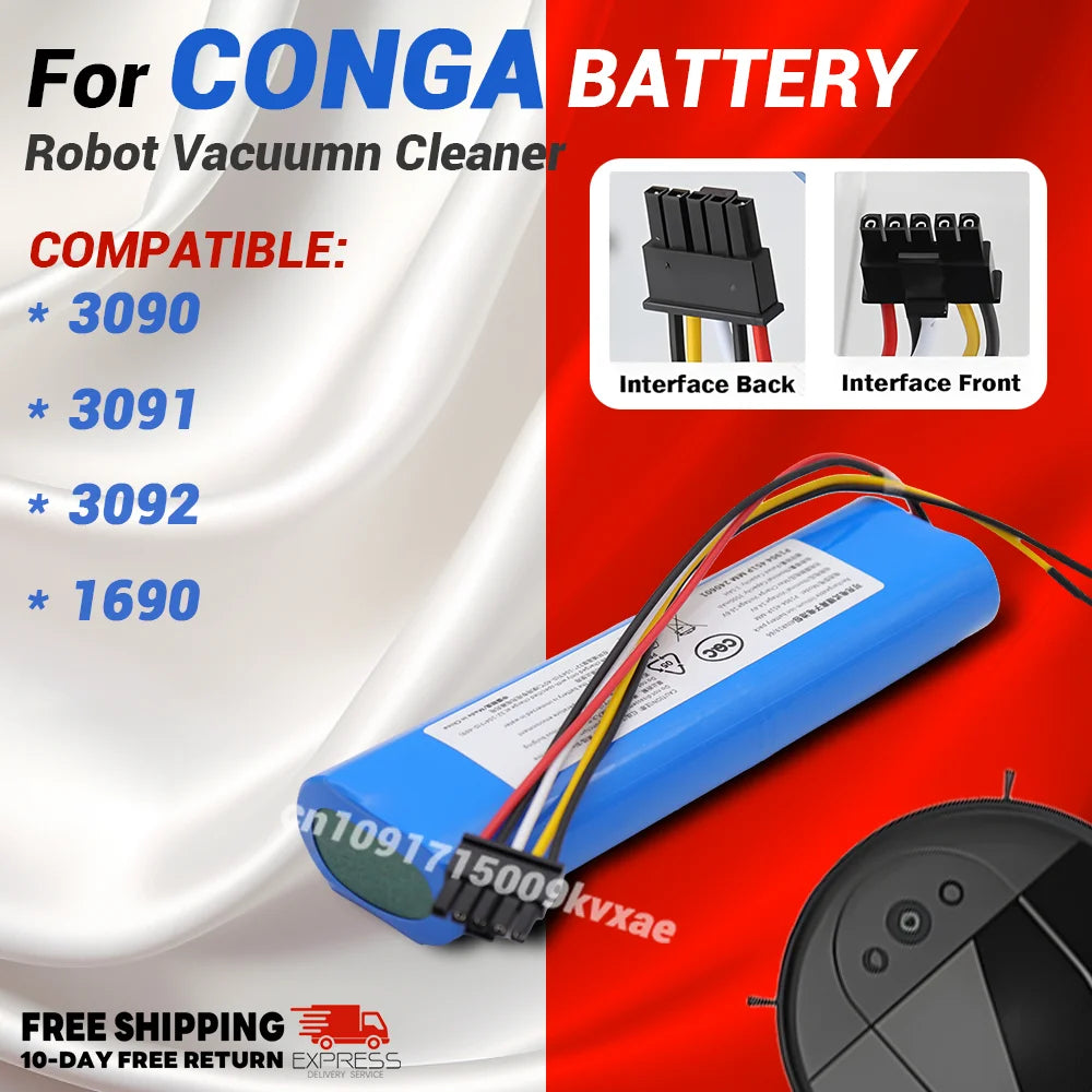 for CECOTEC CONGA 3090 14.4 V 12800 mAh 3091 3092 2090 1690 