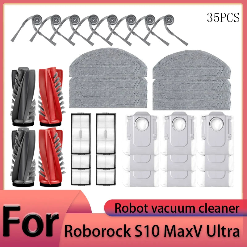 Roborock S10 MaxV Ultra Robot Vacuum Cleaner Accessories Main Brush Side Brush HEPA Filter Mop Cloths Dust Bag Spare Par