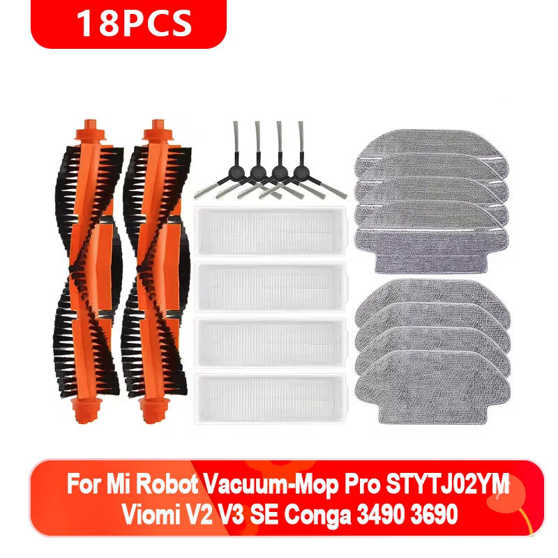 For Xiaomi Mi Robot Vacuum-Mop Pro STYTJ02YM Viomi V2 V3 SE Conga 3490 3690 Main Side Brush Hepa Filter Mop Parts accessories
