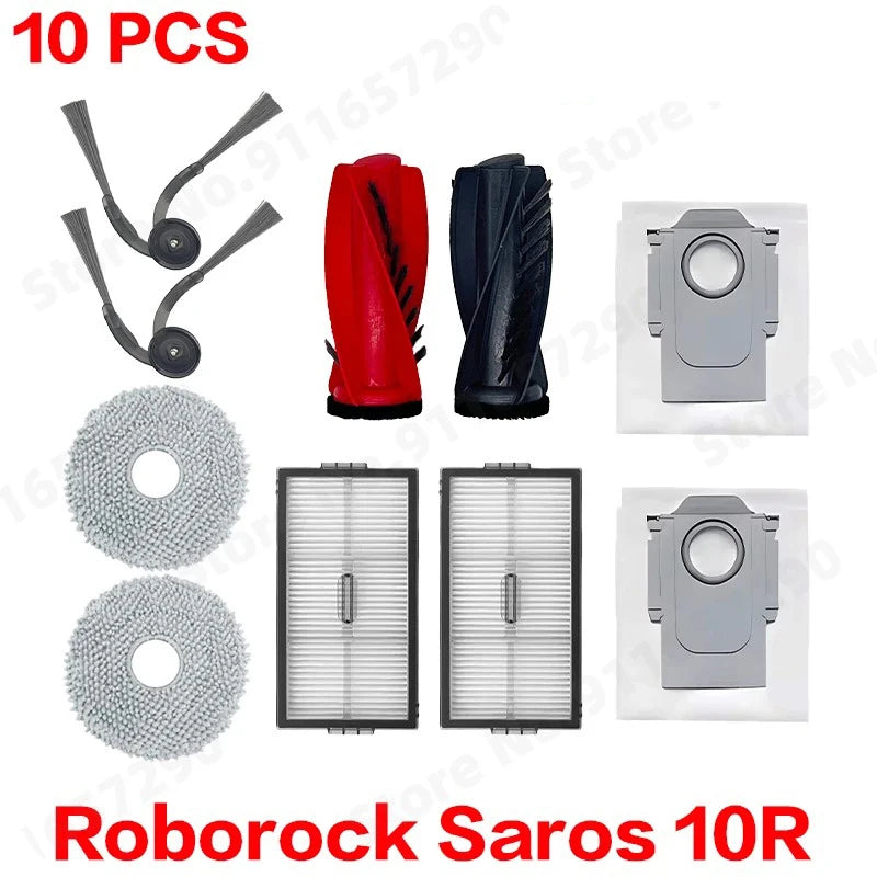 Roborock Saros 10R Spare Parts Main Side Brush HEPA Filter Mop Cloth Dust Bag Accessories Robot Vacuums Kit