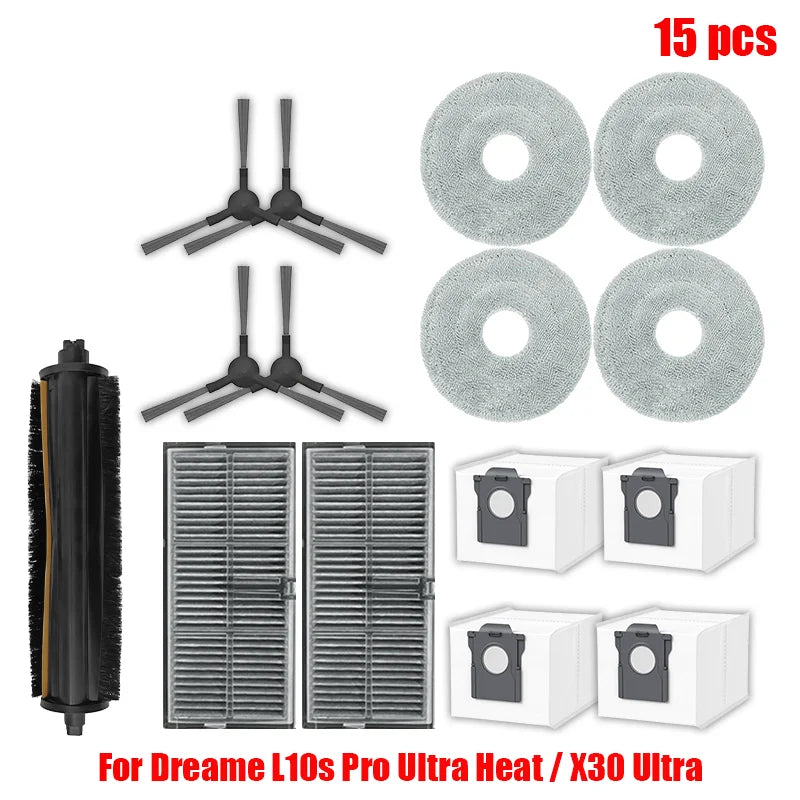 Dreame L10s Pro Ultra Heat / X30 Ultra Robot Vacuum Cleaner Parts Main Side Brush Mop Cloth Hepa Filter Dust Bag Accessories
