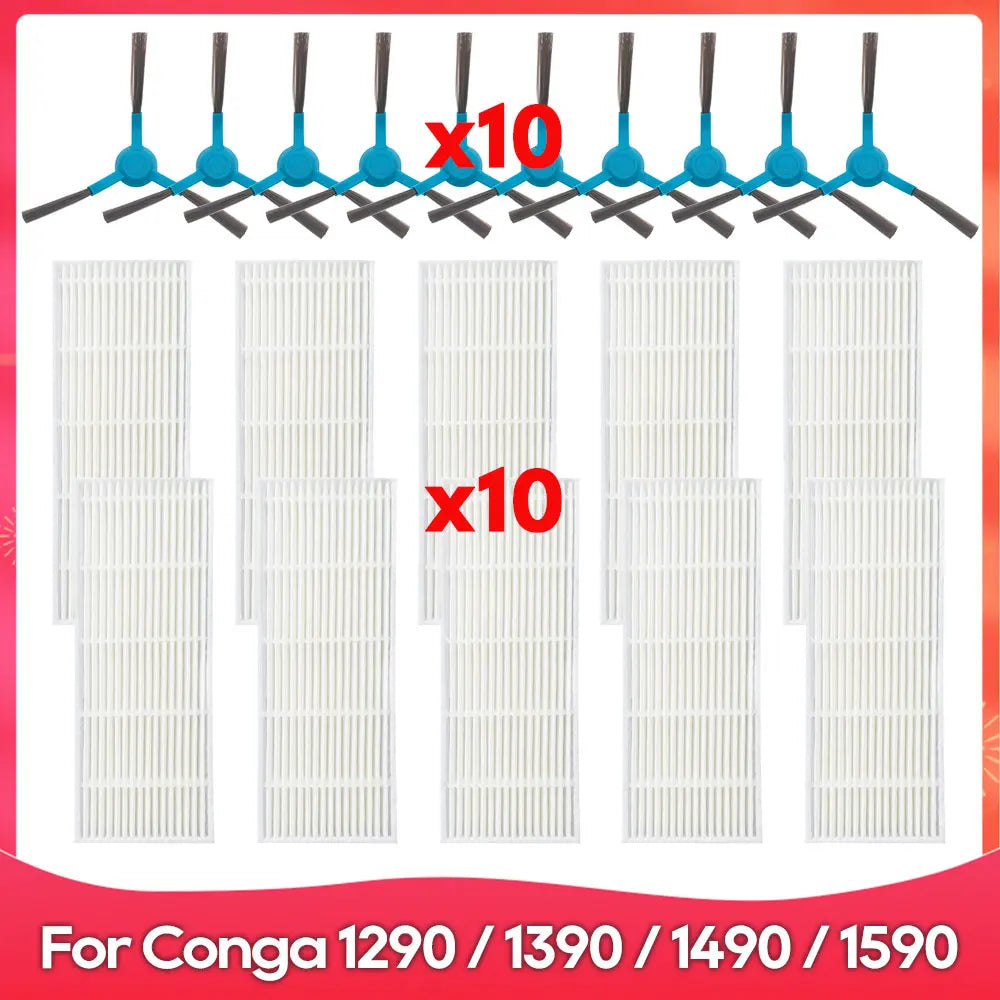 Fit For ( Conga 1290 / 1390 / 1490 / 1590 ) Hepa Filter Side Brush Robot Vacuums Spare Part Replacement Accessory