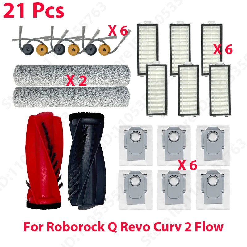 Original Roborock Q Revo Curv 2 Flow Filter Main / Side Brush Roller Mop Dust Bag Robot Vacuum Cleaner Parts