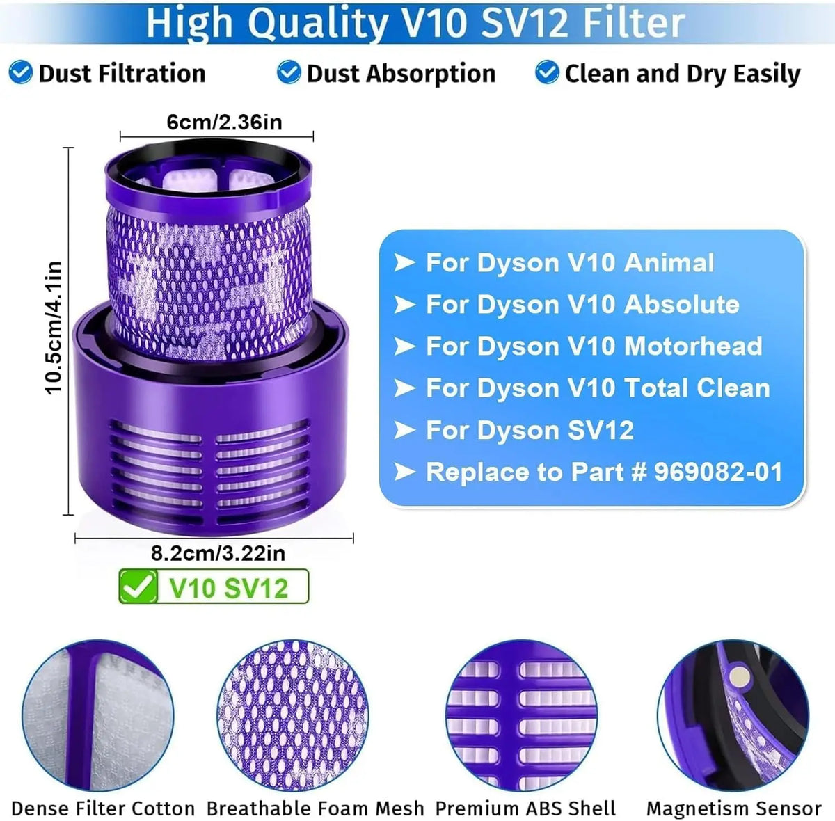 For Dyson V10 SV12 Filter Hepa Accessories Robot Vacuum Clea