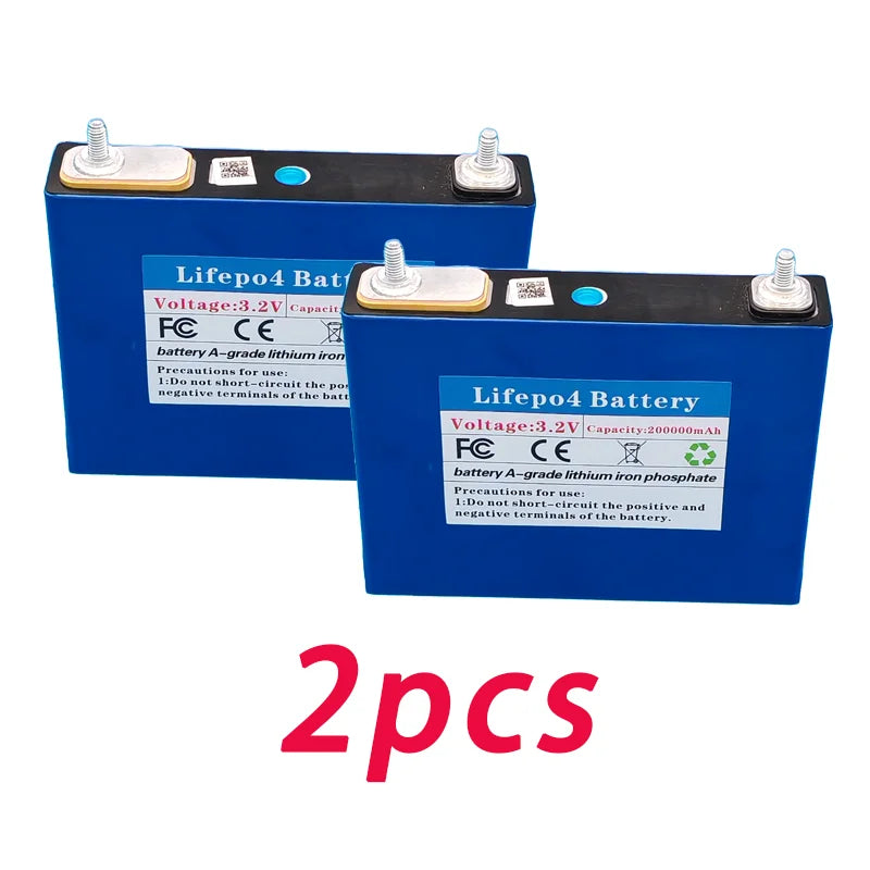 New3.2V 100% Capacity 200AH LiFePO4 Battery Rechargeable Cells for Solar Energy DIY Lithium Battery Pack Home Power 12V in Stock