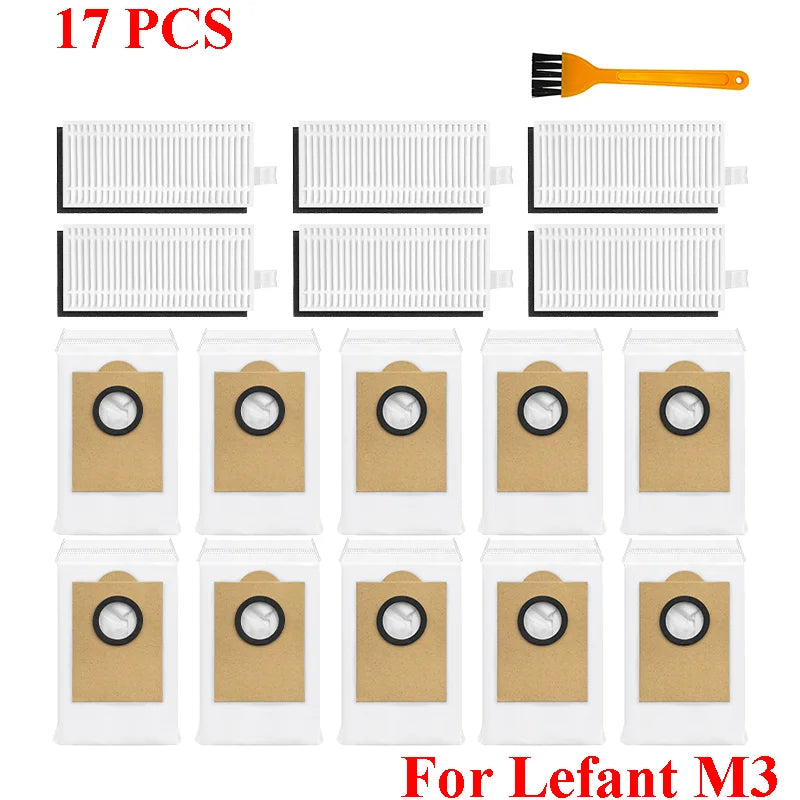 Accessories For Lefant M3 / M3 MAX / M3L HEPA Filters Robot Vacuum Cleaner Main Side Brush Mop Cloth Pads Dust Bags