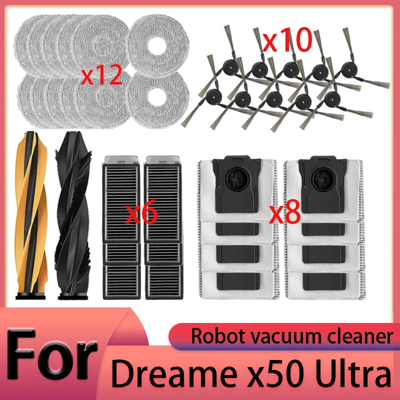 Dreame X50 Ultra Robot Vacuum Cleaner Accessories Main Brush Side Brush HEPA Filter Mop Cloths Dust Bag Spare Parts