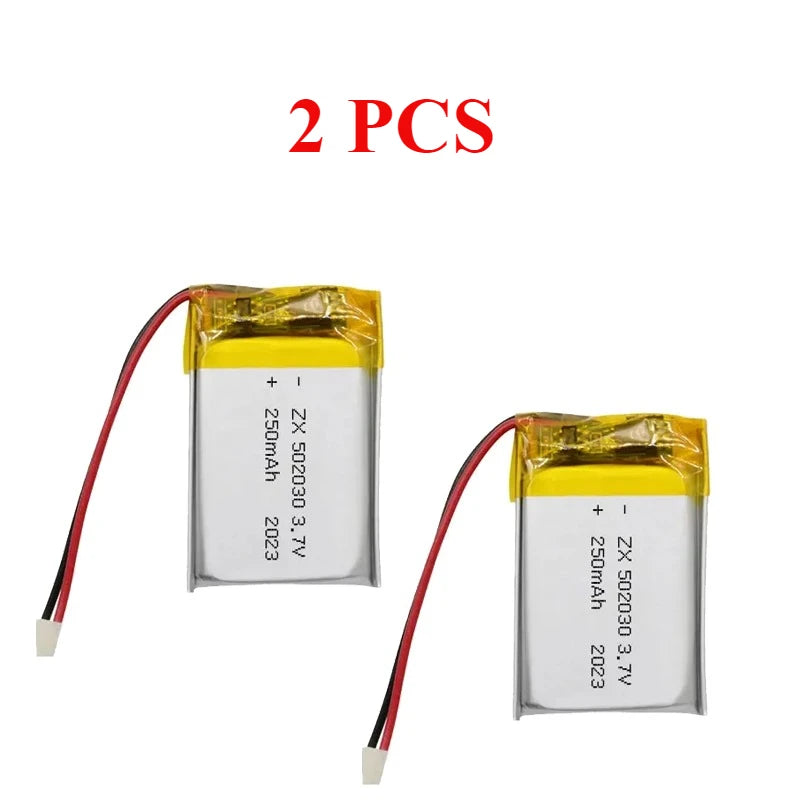 502030 Battery 3.7V 250mAh Lipo Polymer Rechargeable Li-ion Batteries Ph-2.0mm for Bluetooth Headset Car Recorder Car Toys