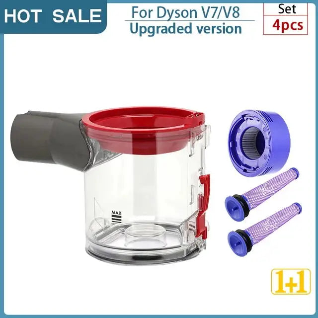 For Dyson V8 V7 Dust Bin Accessories Cyclone Filter Bucket Washable Filter Robot Vacuum Cleaner Replaceable Parts