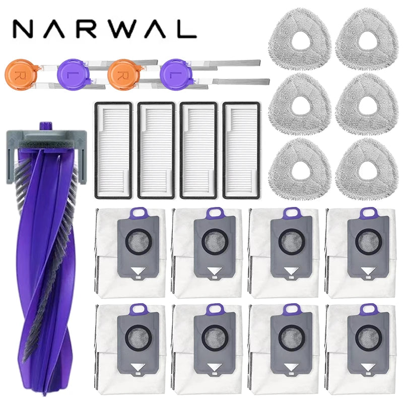 Narwal Freo Z10 Ultra YJCC025 Robot Vacuum Spare Parts Main Side Brushes Mop Cloths HEPA Filters Dust Bags Accessories