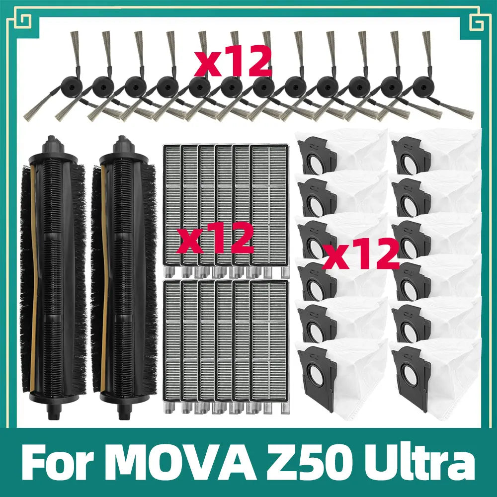 Fit For Mova Z50 Ultra Robot Vacuum Replacement Kits Main Side Brush HEPA Filter Dust Bag Accessories Parts