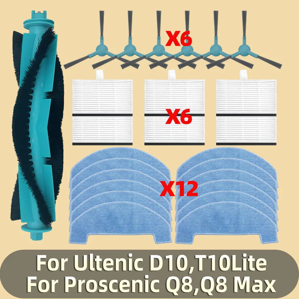 Accessories Fit For ( Ultenic D10 T10Lite Proscenic Q8 Q8 Max ) Vacuum Robot Main Roller Side Brush Mop Pad Filter Hepa Parts